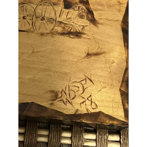 Pyrography by Don Worden 1978 Rustic Cabin in the Woods Wood Folk Art - Picture 3 of 10